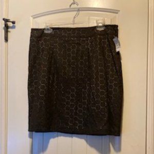 NWT Studio Y skirt Size XL Black with see through circular design cream under